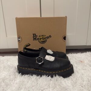 Dr. Martens Mary Jane Addina Flower Buckle Leather Platform Shoes NWT US 9